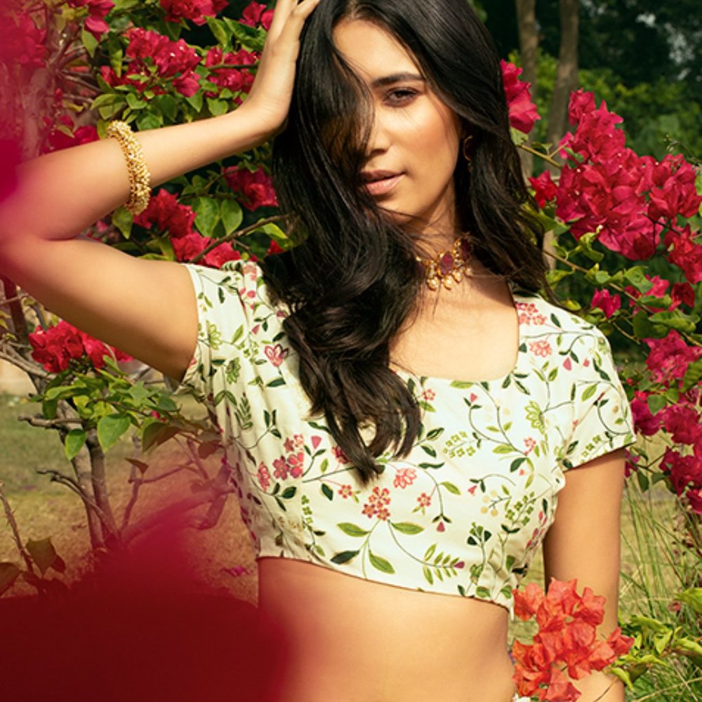 Floral Crop Top: Indian Blouse NWT XS